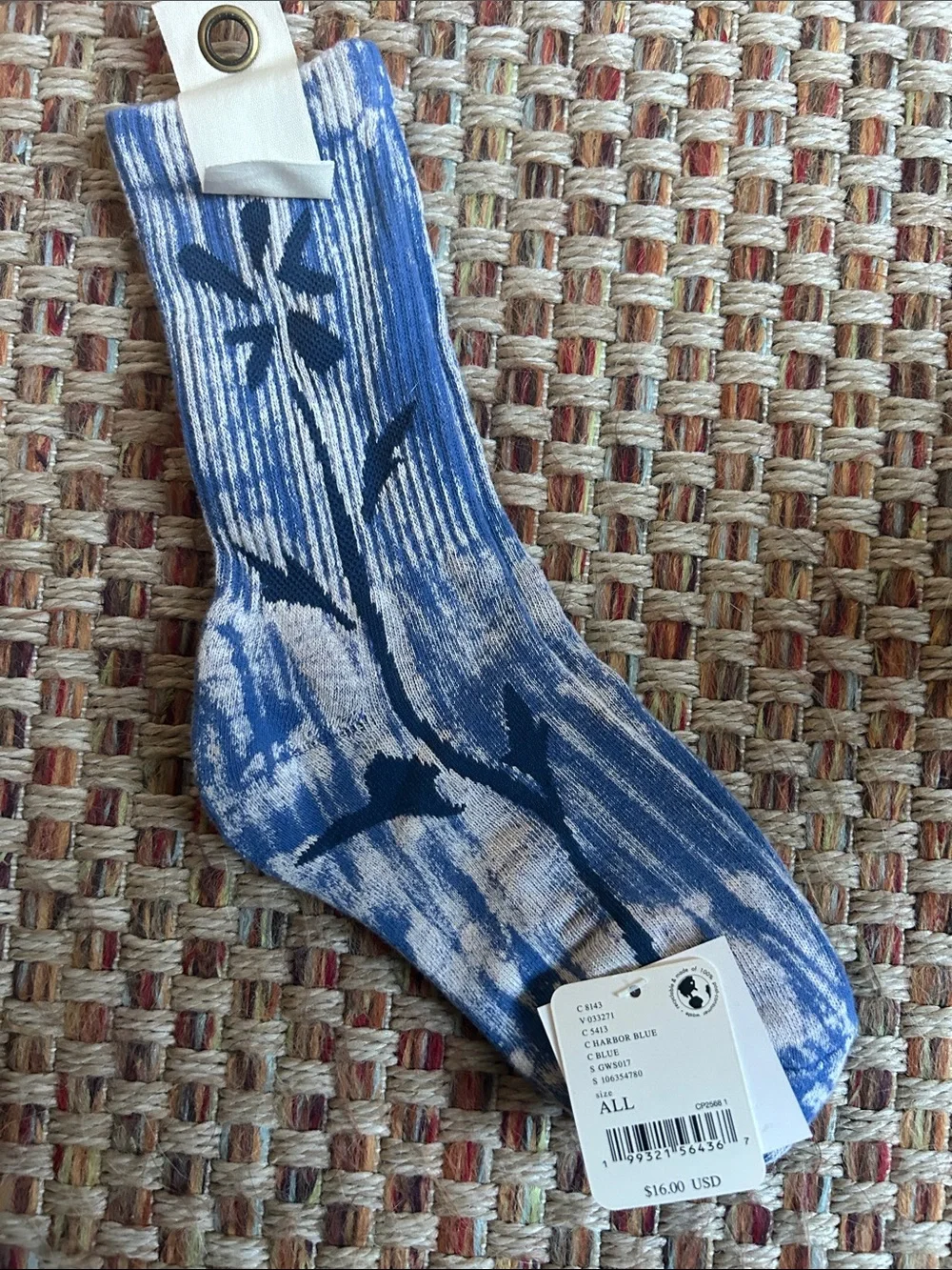 Free People Blue Tie-Dye Crew Socks